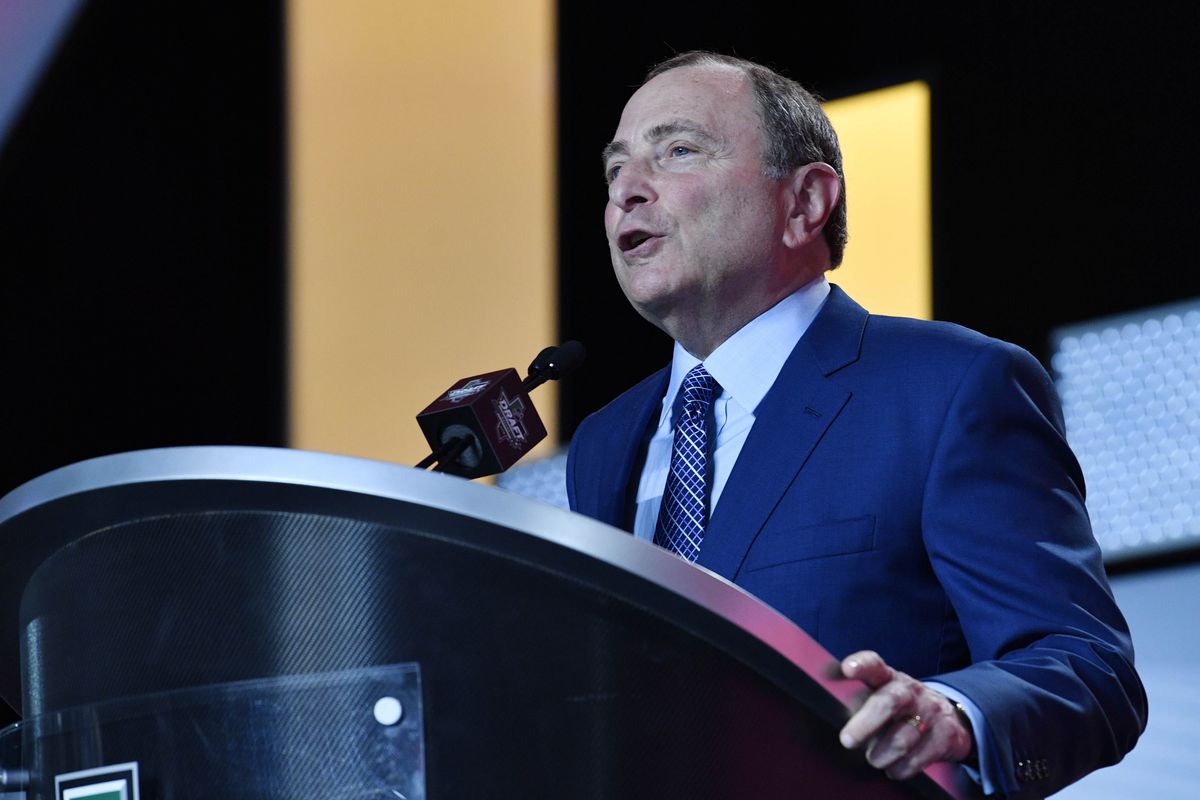 NHL commissioner Gary Bettman speaks in the first round of the 2018 NHL Draft at American Airlines Center.&nbsp;