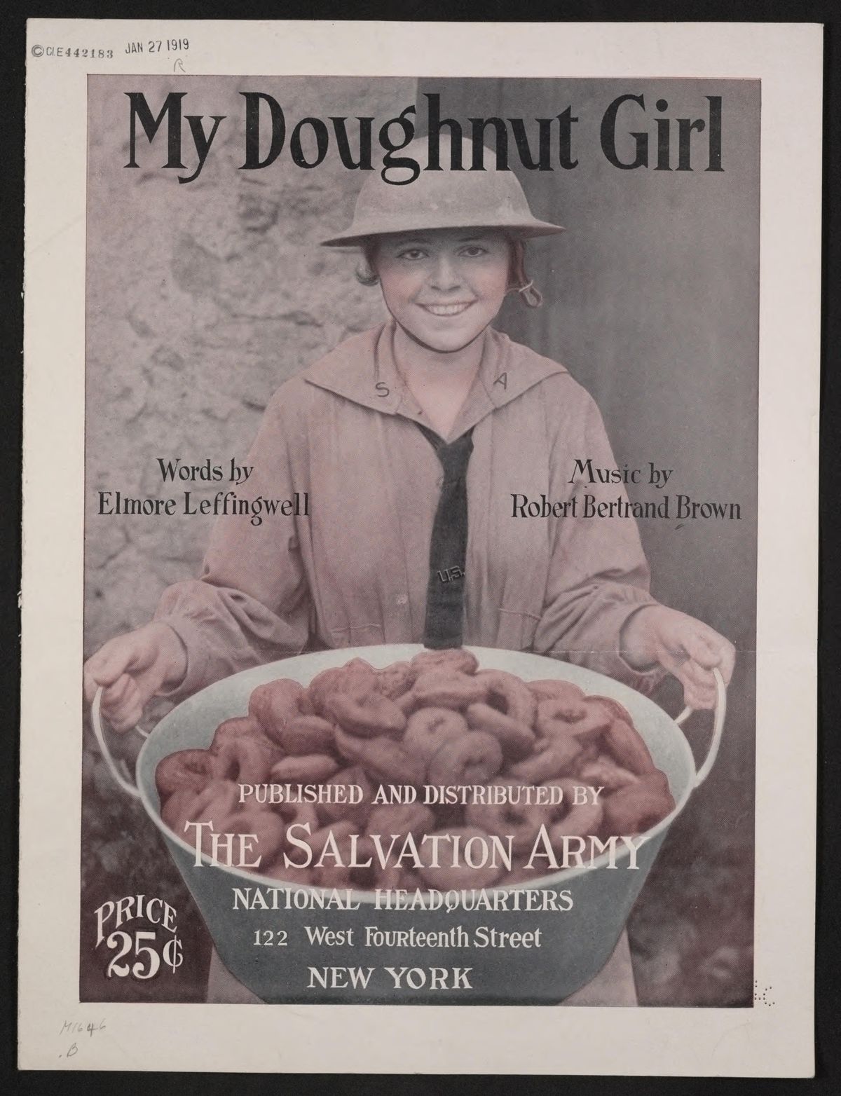 The front cover of the songbook for “My Doughnut Girl” displays a girl who appears to be in her mid-teens carrying a