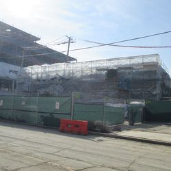 East front of the media building, still unfinished -