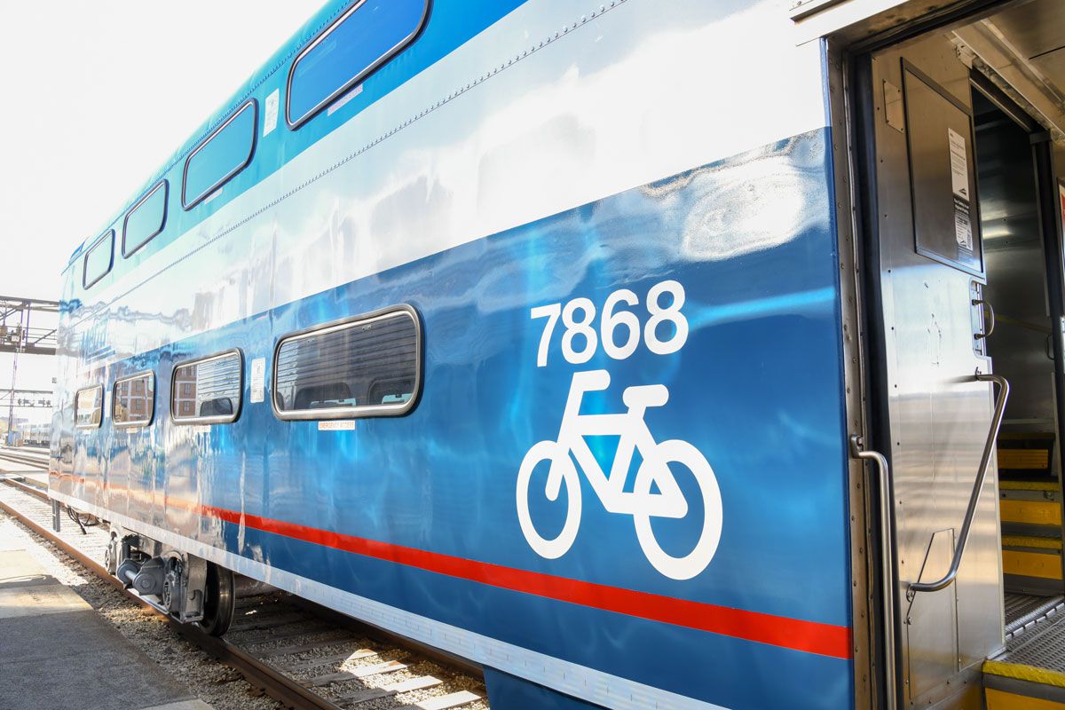 Metra’s new Bike Car carries 16 bikes. It will run only on the Milwaukee District North Line for now, but may be added to other routes.
