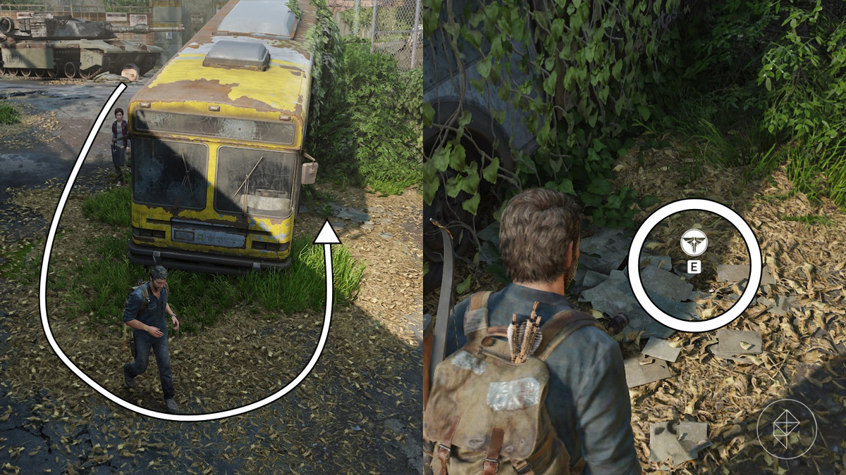 Natalie Hoo Firefly Pendant location in the Highway Exit section of the Bus Depot chapter in The Last of Us Part 1