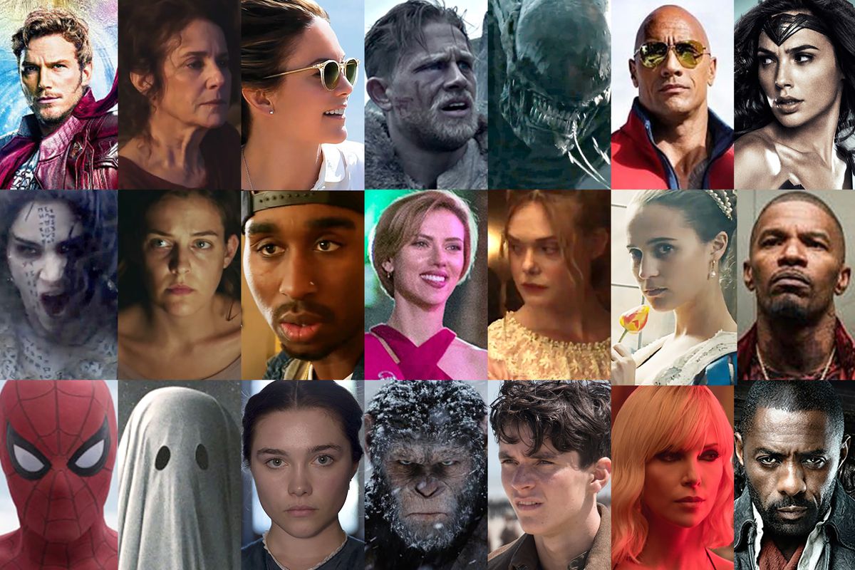 Images of faces from many summer movies.