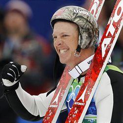 United States' Todd Lodwick reacts after his jump during the men's nordic combined team event at the Vancouver 2010 Olympics in Whistler, British Columbia, Tuesday.