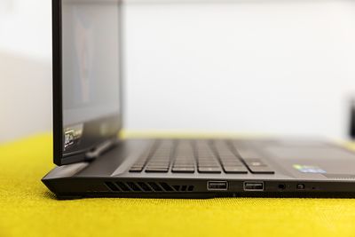 The ports on the left side of the MSI GS77 Stealth.