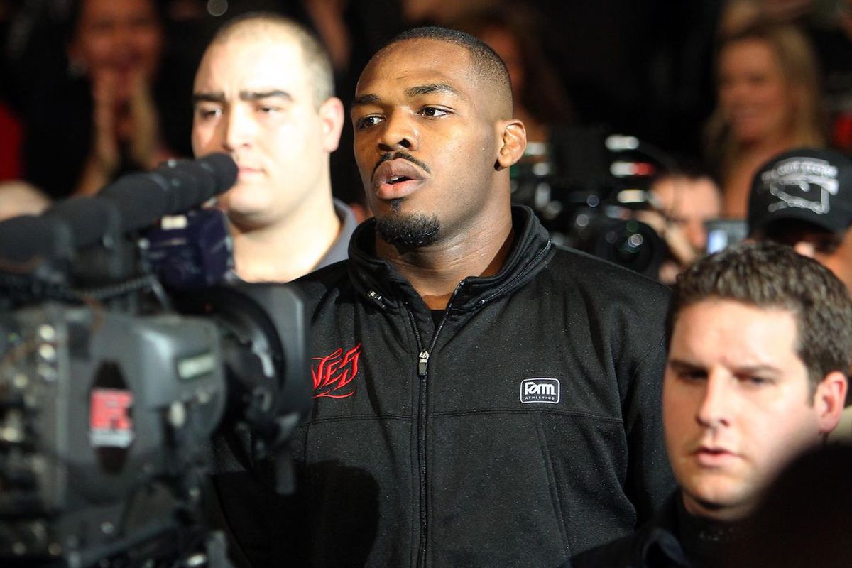 Dec 10, 2011; Toronto, ON, Canada; UFC fighter Jon Jones before his fight against fighter Lyoto Machida (not pictured) before a light heavyweight bout at UFC 140 at the Air Canada Centre. Mandatory Credit: Tom Szczerbowski-US PRESSWIRE