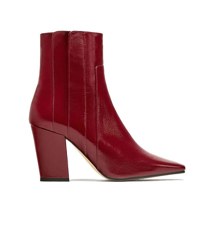 Red Zara leather ankle boots