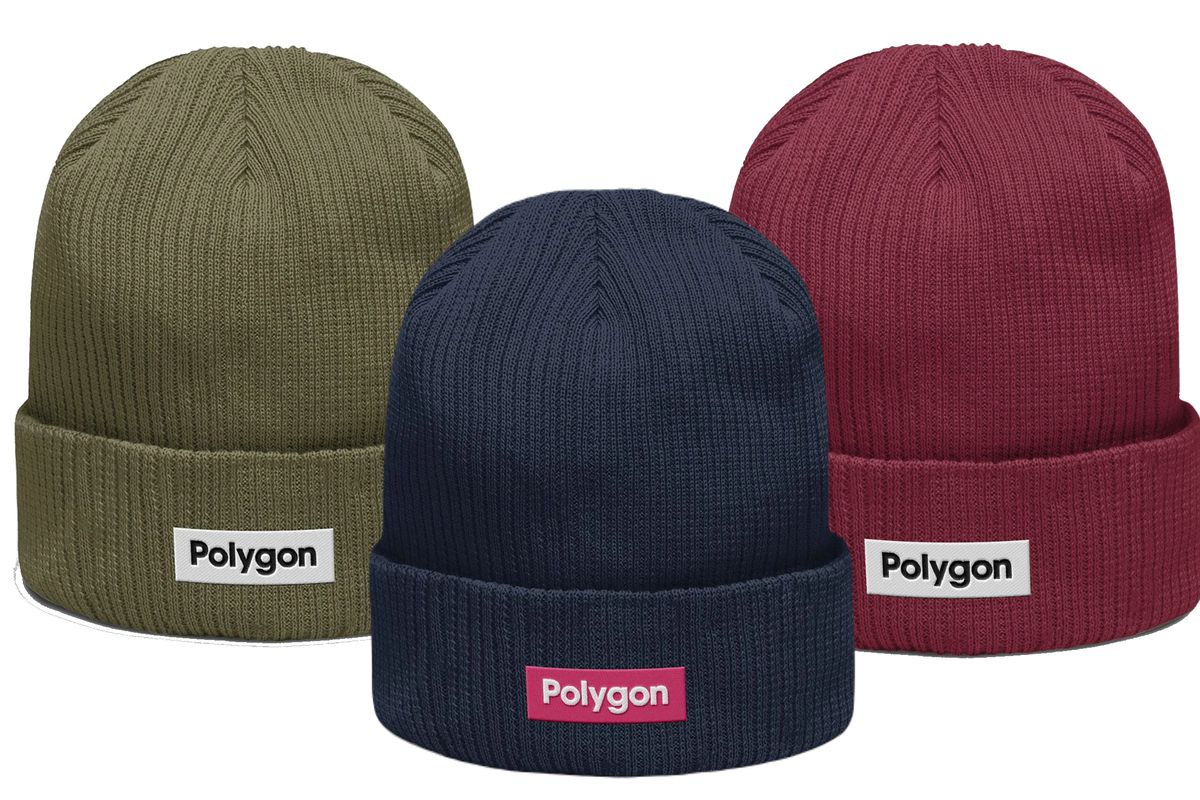 Polygon’s official beanies come in olive, dark red, black, and navy