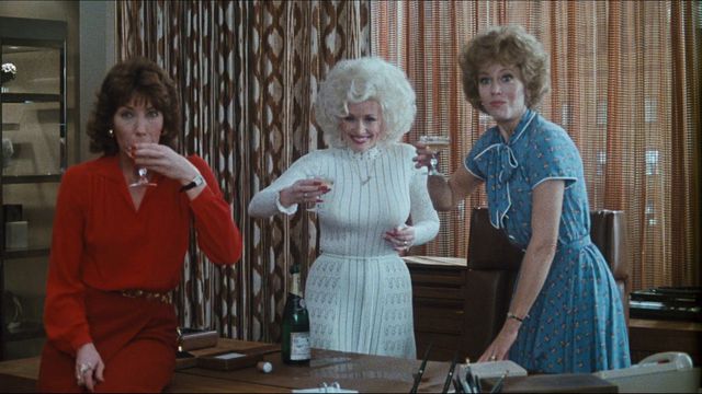 Lily Tomlin, Dolly Parton, and Jane Fonda in 9 to 5.