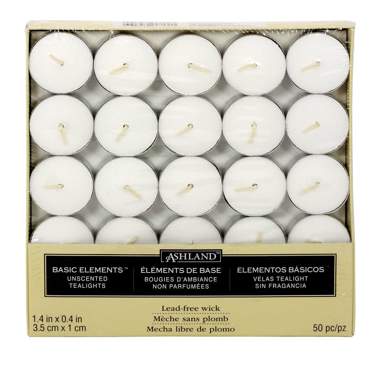 A package of small white candles. 
