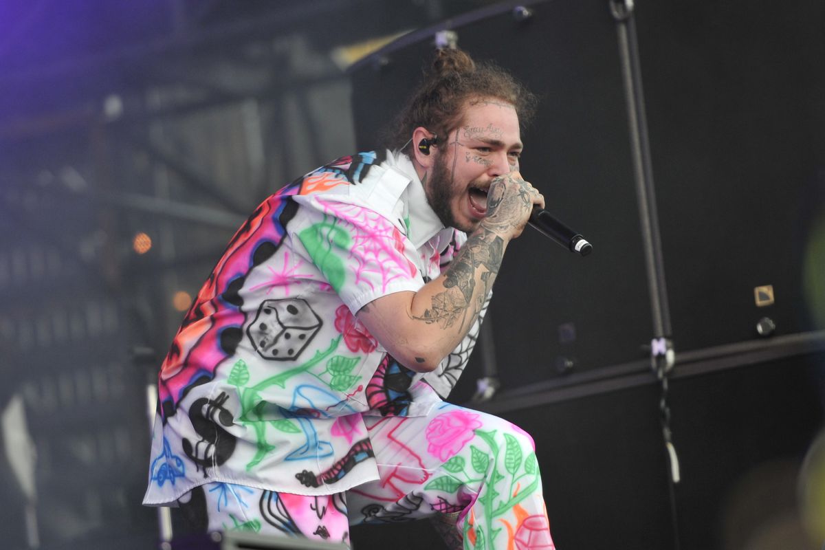 Post Malone performs on day two of Lollapalooza in Grant Park on Friday, Aug 3, 2018, in Chicago.