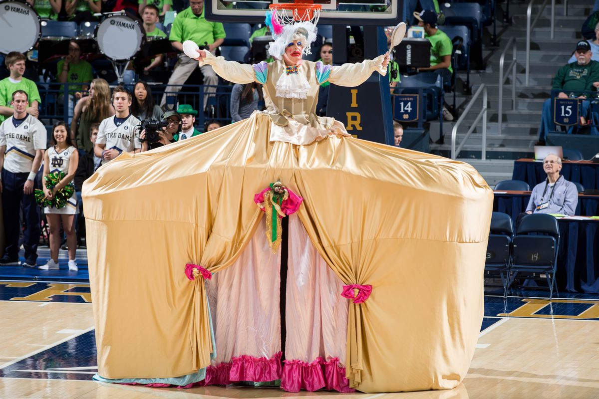 Digger Phelps performs a scene from The Nutcracker at halftime of #3 ND women's basketball's 95-90 win over #18 DePaul. Christmas is getting weird.
