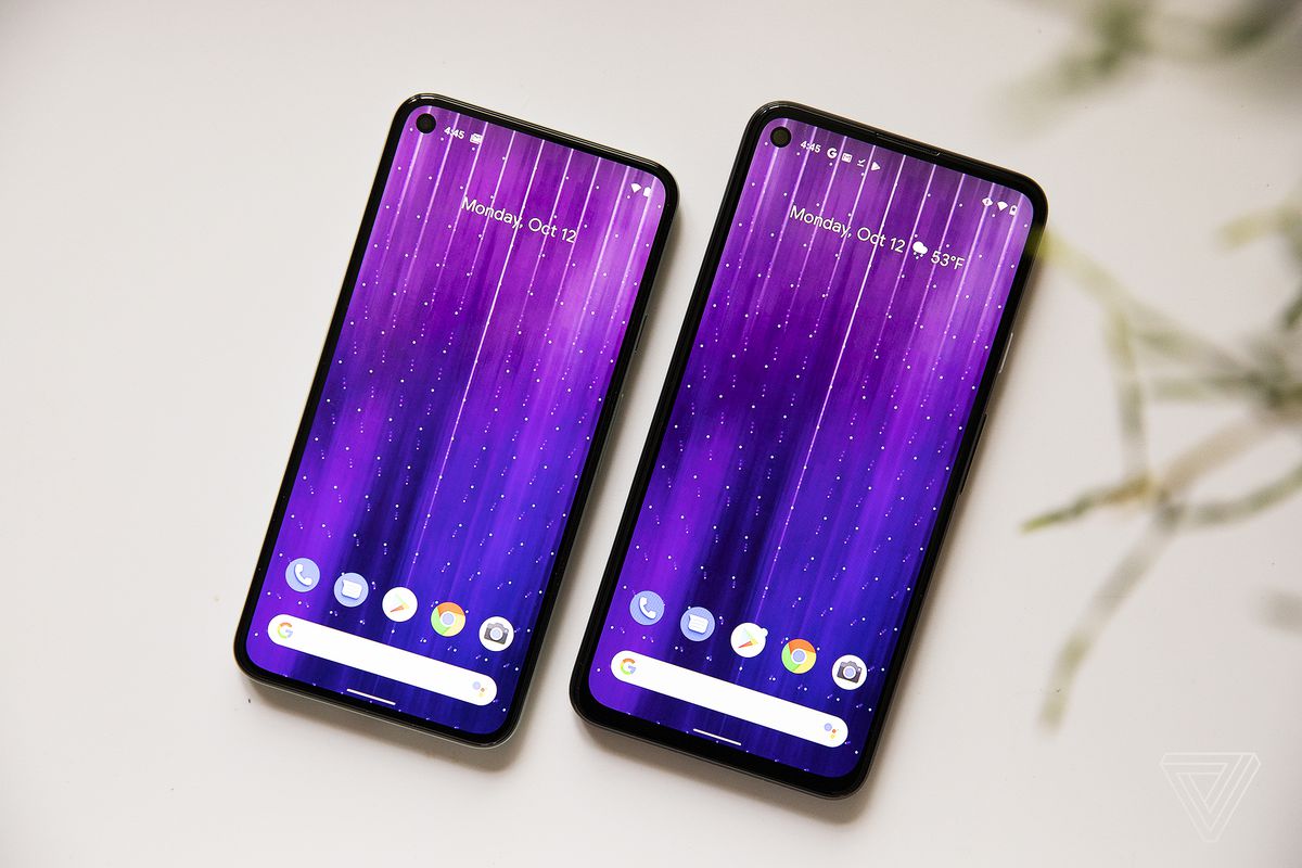 The Pixel 5 (left) and the Pixel 4A 5G (right)