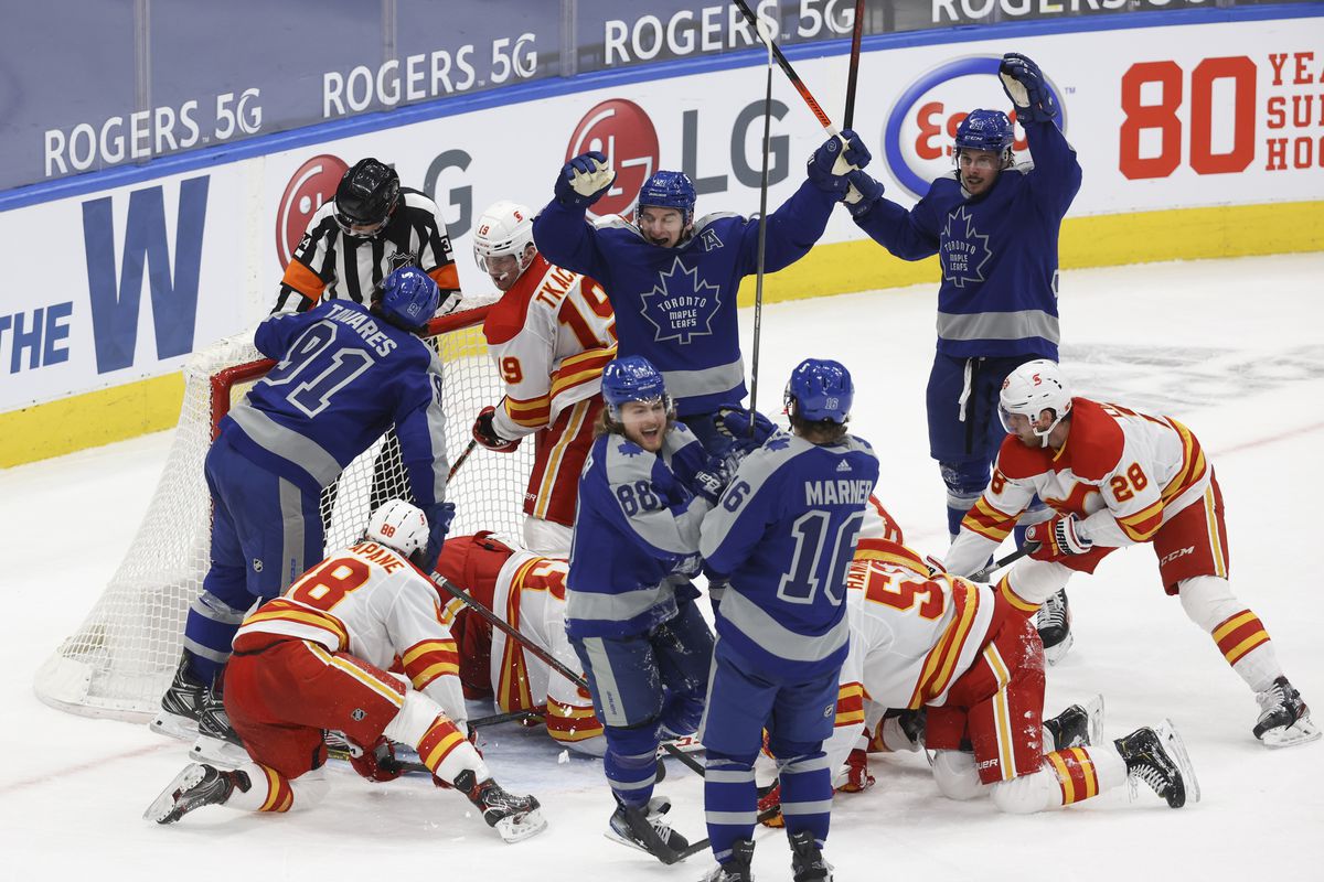 The Toronto Maple Leafs played the Calgary Flames at Scotiabank arena
