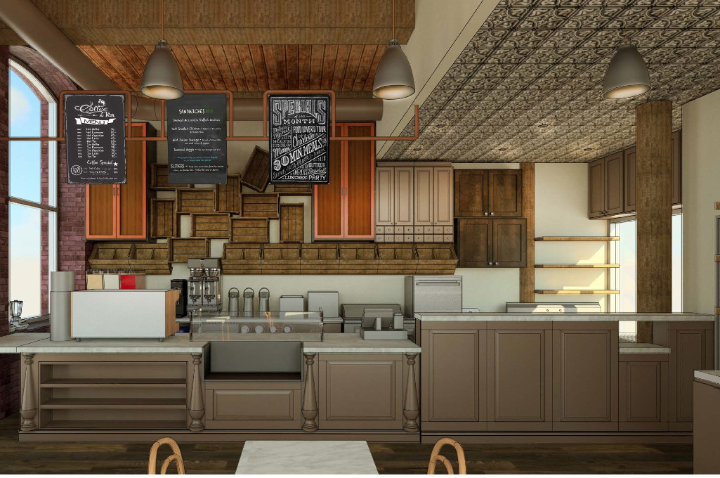 Rendering for the Beantowne Coffee House remodel