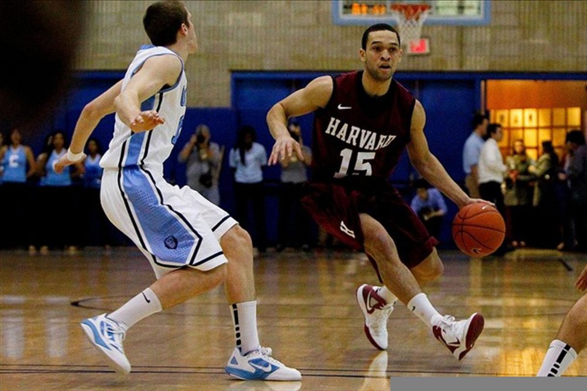 Mar. 2, 2012; New York, NY, USA; Harvard Crimson guard Christian Webster (15) dribbles the ball during the first half against the Columbia Lions at Levien Gymnasium. Mandatory Credit: Debby Wong-US PRESSWIRE