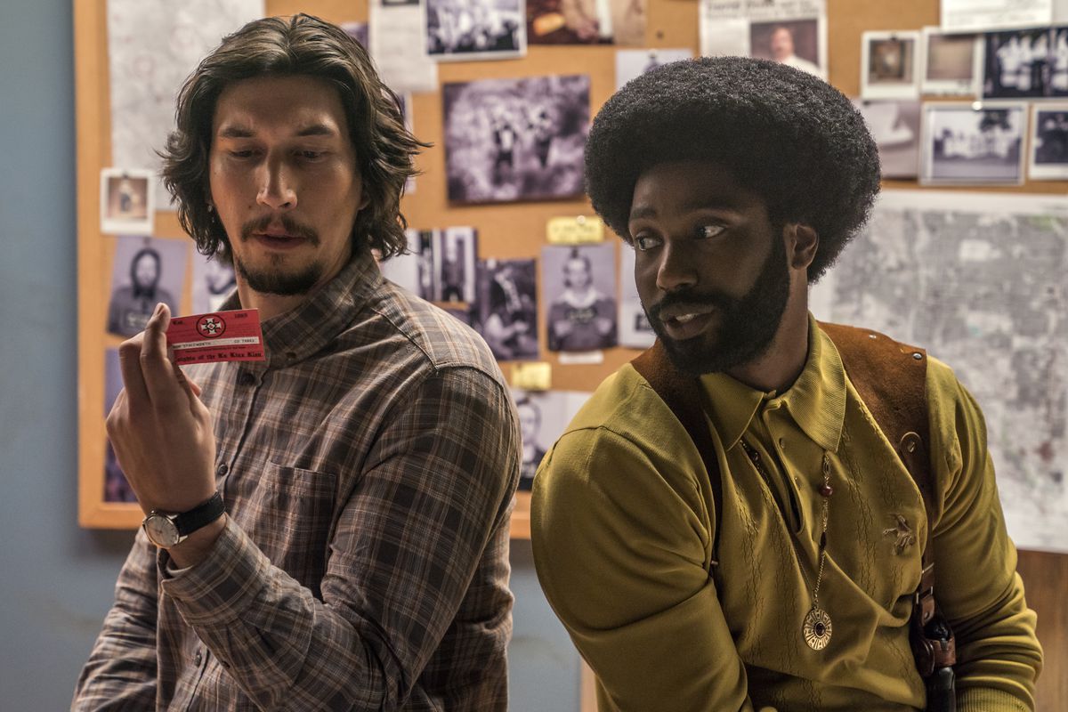 Adam Driver stars as Flip Zimmerman and John David Washington as Ron Stallworth in Spike Lee’s BlacKkKlansman, a Focus Features release.