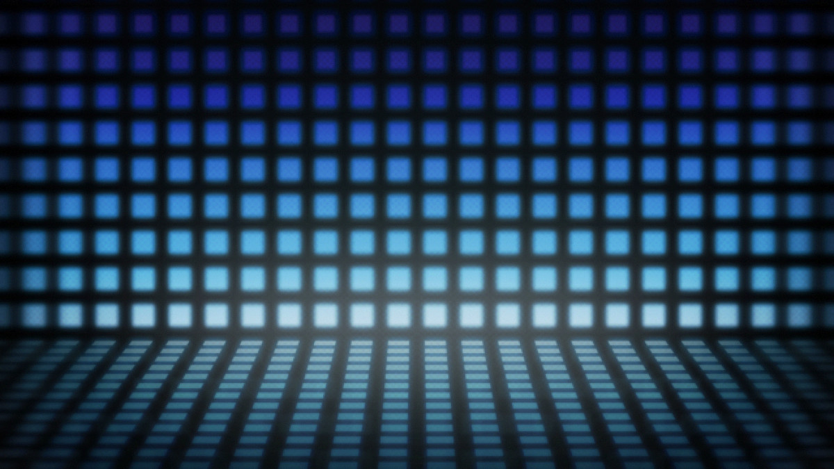 Sega Genesis Mini background with blue squares on dark gray