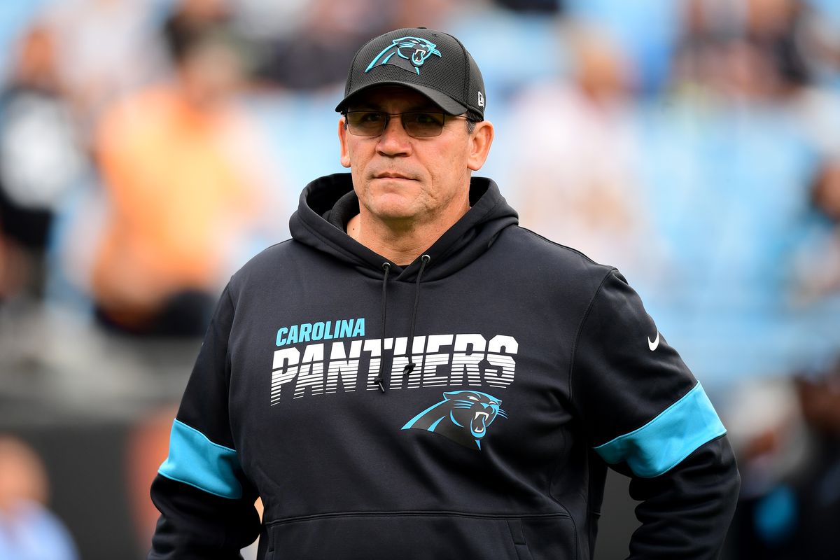 Head coach Ron Rivera of the Carolina Panthers before their game against Washington at Bank of America Stadium on December 01, 2019 in Charlotte, North Carolina.