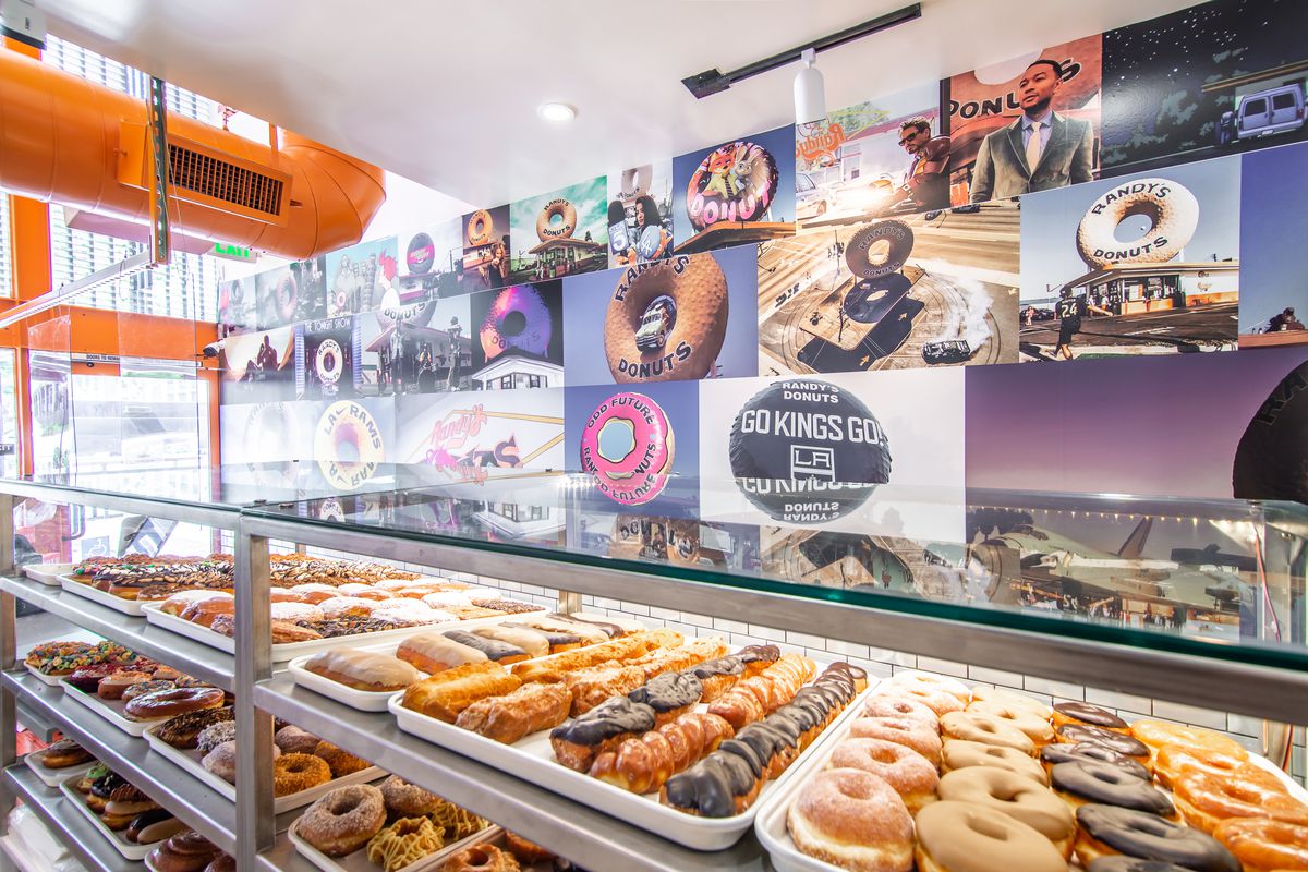 The Randy’s Donut mural and display in Pasadena, California