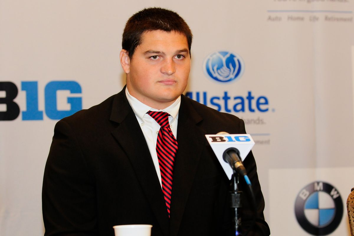 July 26, 2012; Chicago, IL, USA; Indiana Hoosiers defensive tackle Adam Replogle talks to reporters during the Big Ten media day at the McCormick Place Convention Center. Mandatory Credit: Reid Compton-US PRESSWIRE