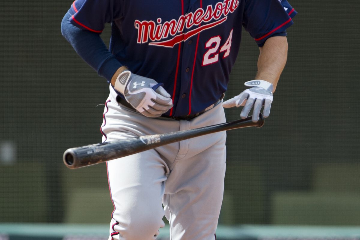 CLEVELAND, OH - SEPTEMBER 20: Trevor Plouffe #24 of the Minnesota Twins hits a solo home run during the sixth inning against the Cleveland Indians at Progressive Field on September 20, 2012 in Cleveland, Ohio. (Photo by Jason Miller/Getty Images)