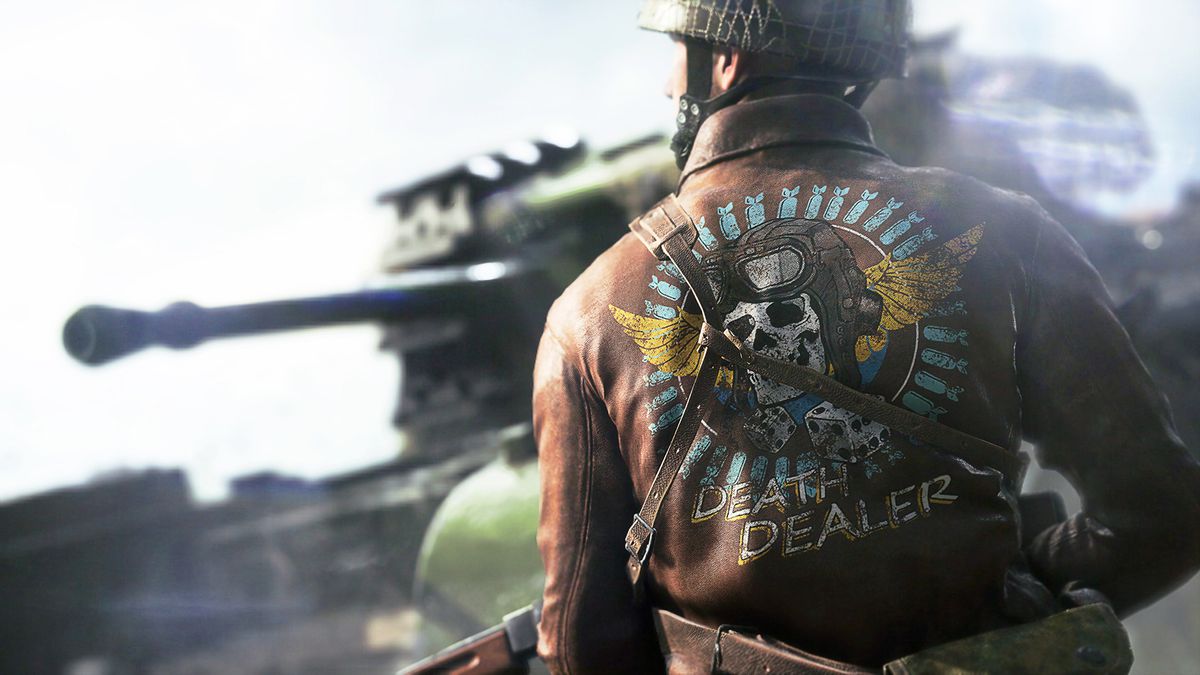 A player sporting a sweet painted leather jacket in Battlefield 5