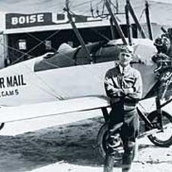 Leon Cuddeback was the first pilot for Varney Air Lines, flying this Swallow biplane, which carried airmail. Varney Air Lines later became United Airlines.