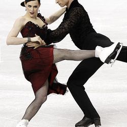 Canada's Tessa Virtue and Scott Moir perform their compulsory dance during the ice dance figure skating competition at the Vancouver 2010 Olympics in Vancouver, British Columbia, Friday.