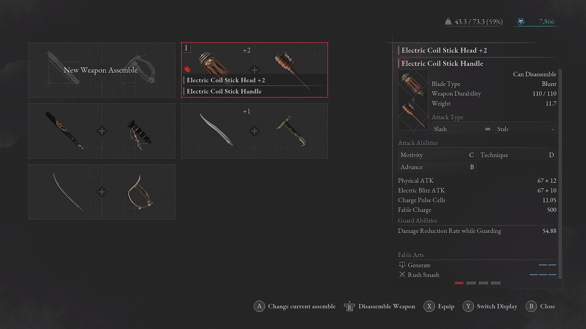 The weapon crafting menu in Lies of P