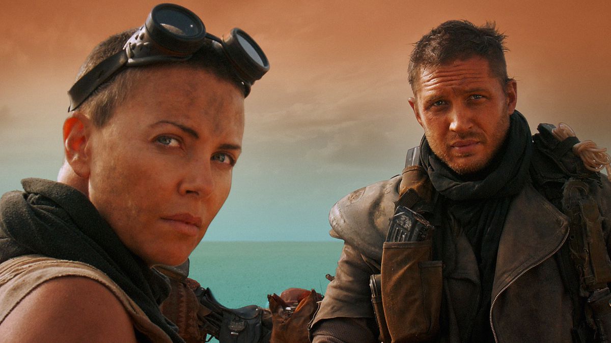 Charlize Theron and Tom Brady in a scene from the movie Mad Max: Fury Road