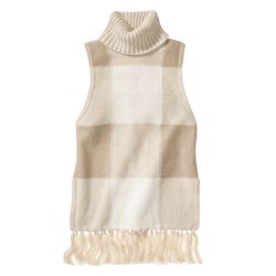 Cowl-Neck Fringe Sweater in Oatmeal Plaid, $39.99, (XS-XXL, 1X-3X*) *Target.com Only