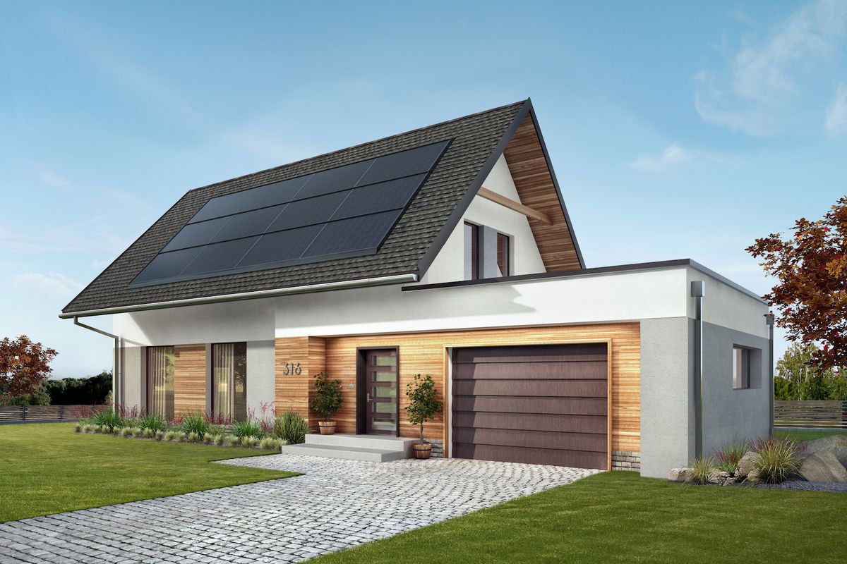 Rendering of home with solar roof