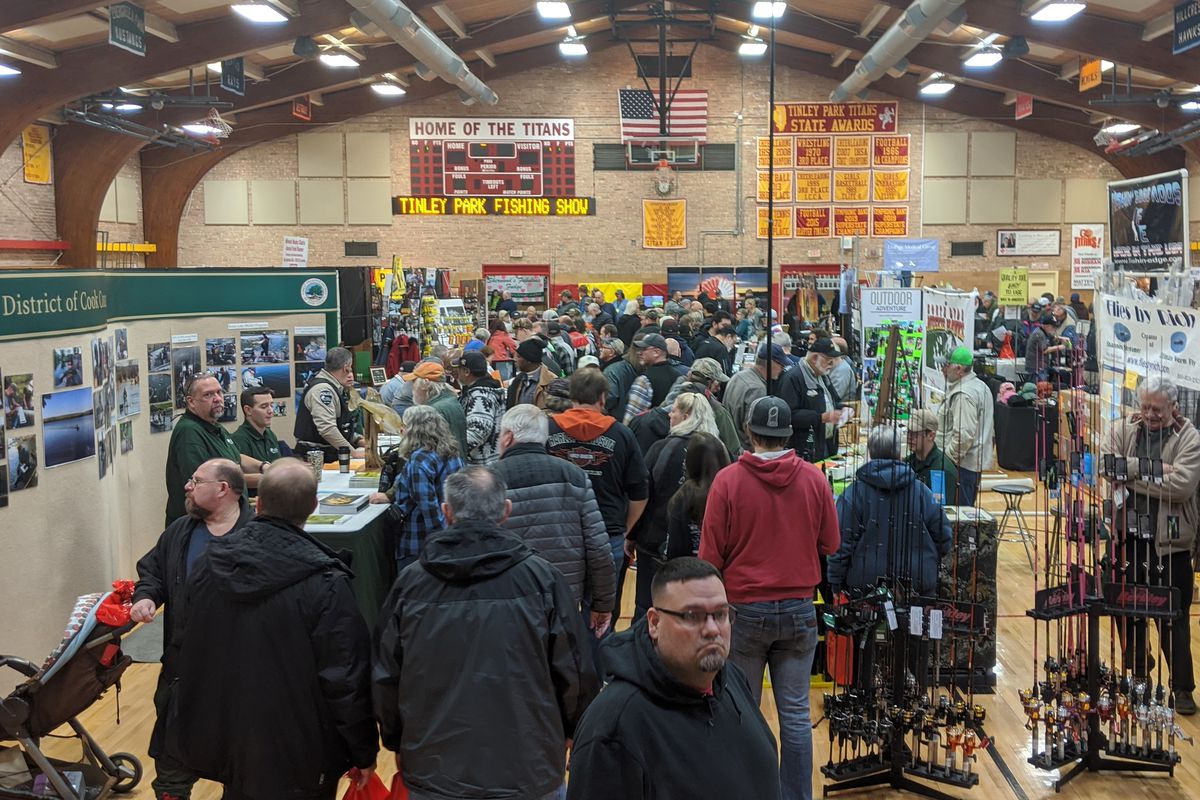 Feb. 8, 2020 was the last time Dale Bowman attended a local outdoors show (the Tinley Park Fishing Show above) and it will not happen again this year as it canceled on Dec. 17; show season, once projected to return in force this year, now has building cancellations. Credit: Dale Bowman