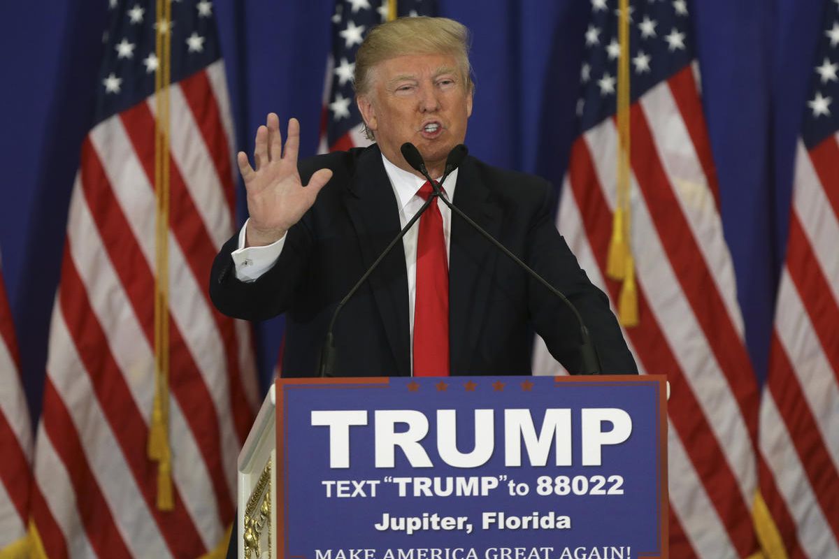 Republican presidential candidate Donald Trump speaks during a news conference at the Trump National Golf Club, Tuesday, March 8, 2016, in Jupiter, Fla. (AP Photo/Lynne Sladky)