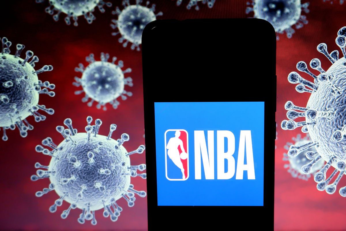 In this photo illustration a National Basketball Association...