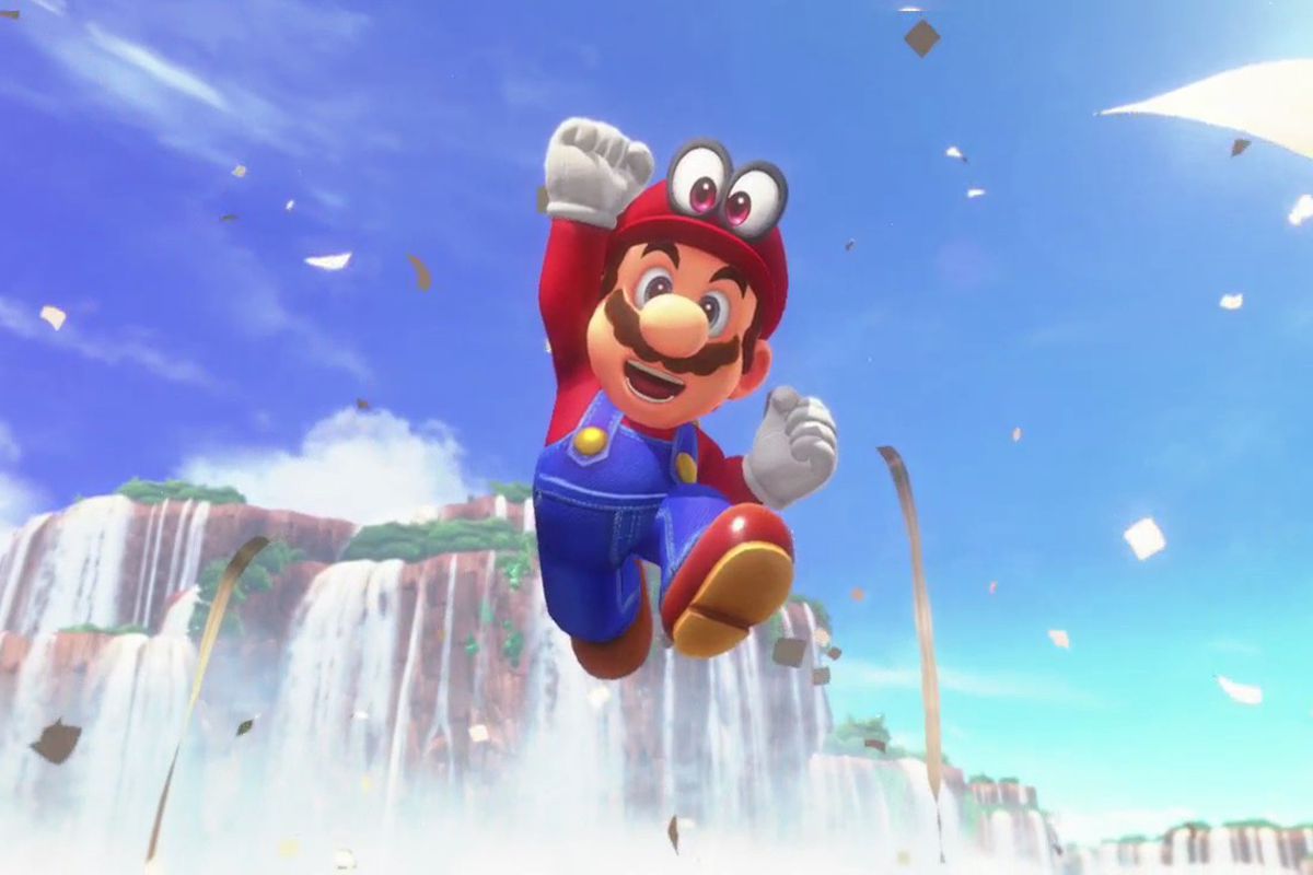 Super Mario Odyssey - Mario jumping to celebrate