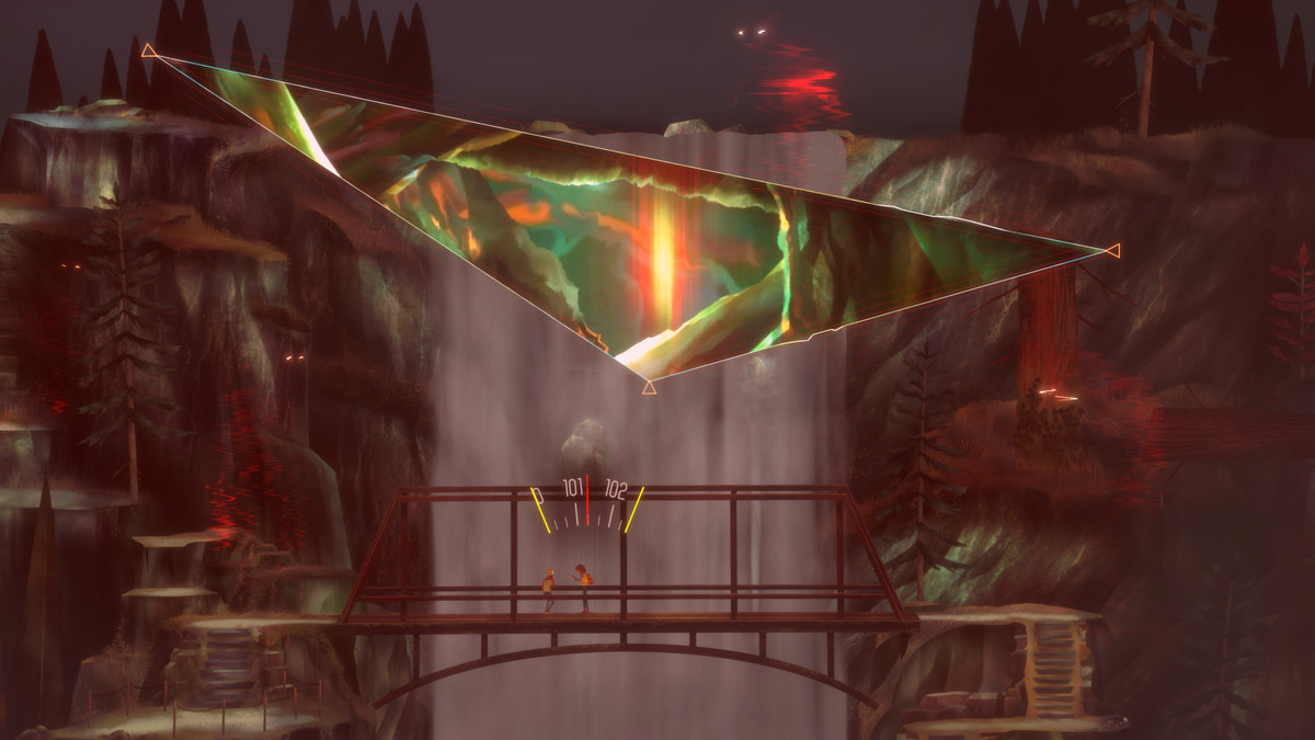 A rift opens in the air above a bridge in Oxenfree 2