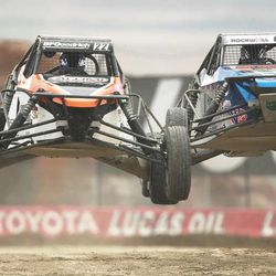 Geoffrey Colley (22) won the Pro Buggy race of the Lucas Oil Off Road Racing Series at Miller Motorsports Park in Tooele Sunday, June 23, 2013.