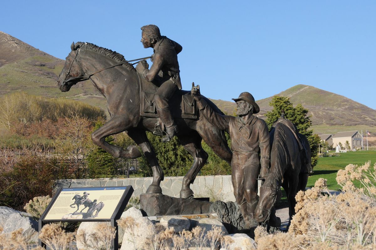 Monument to the Pony Express at This Is the Place Heritage Park, Salt Lake City, Utah.