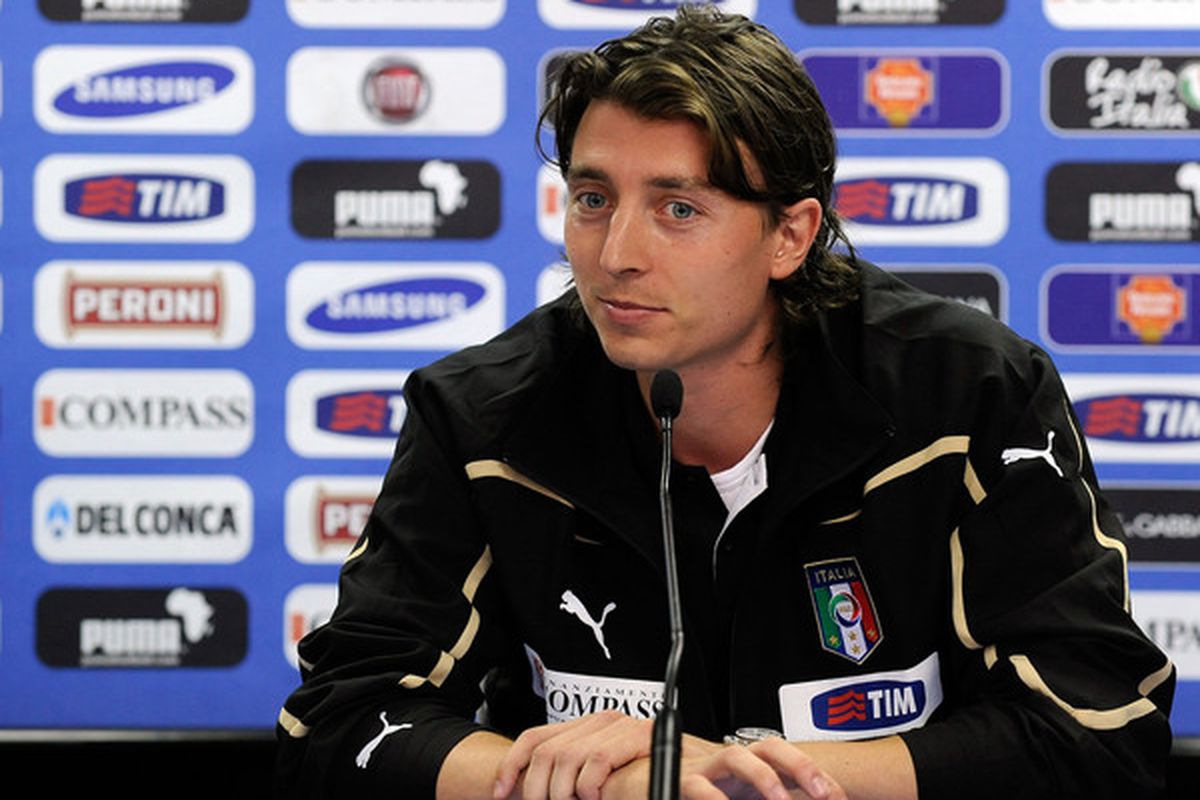 CENTURION, SOUTH AFRICA - JUNE 10:  Riccardo Montolivo of Italy speaks with the media during the press conference on June 10, 2010 in Centurion, South Africa.  (Photo by Giuseppe Bellini/Getty Images)
