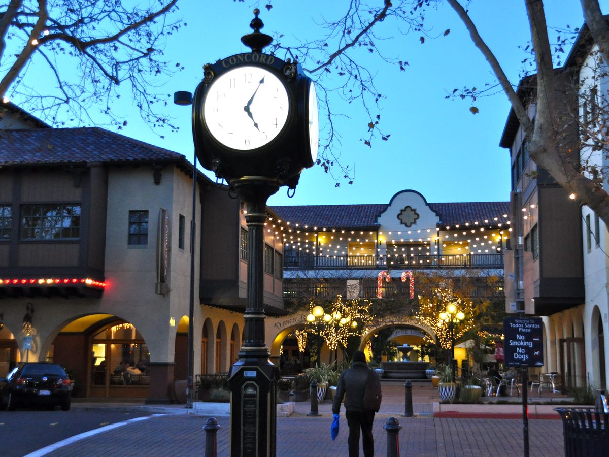 The clock in Concord town square.