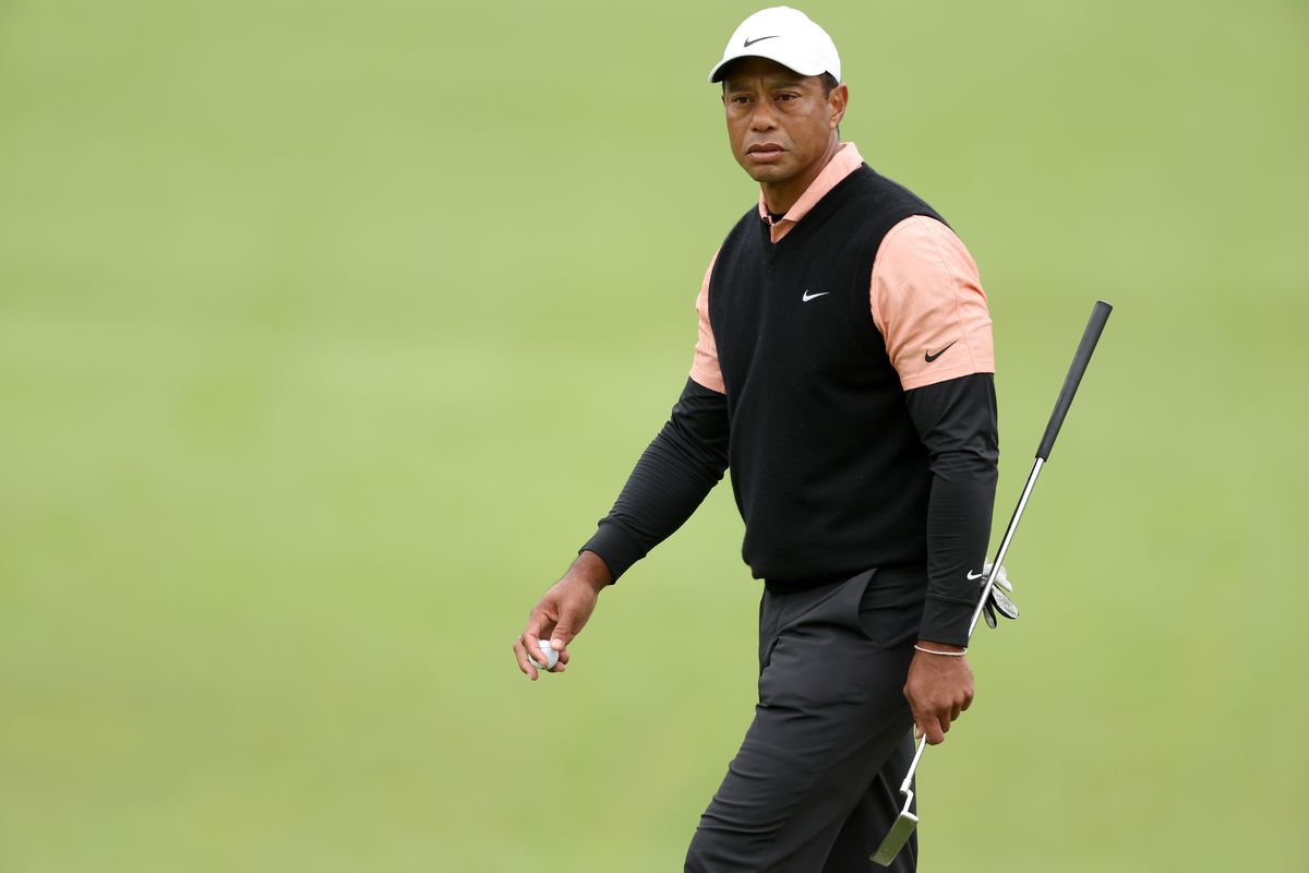 Tiger Woods of the United States walks on the 16th hole during the third round of the 2022 PGA Championship at Southern Hills Country Club on May 21, 2022 in Tulsa, Oklahoma.