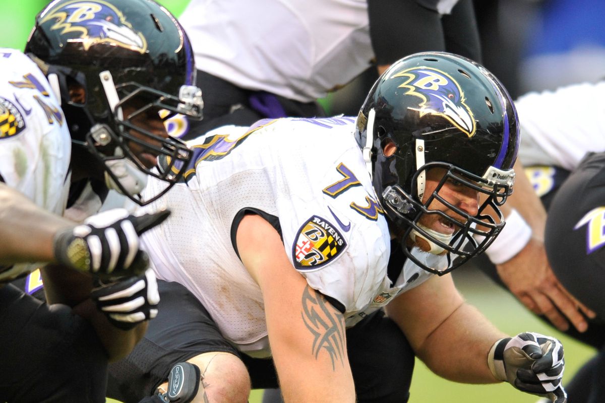 Marshal Yanda and the Ravens' offensive line will need a big afternoon if Baltimore is to beat Houston. 
