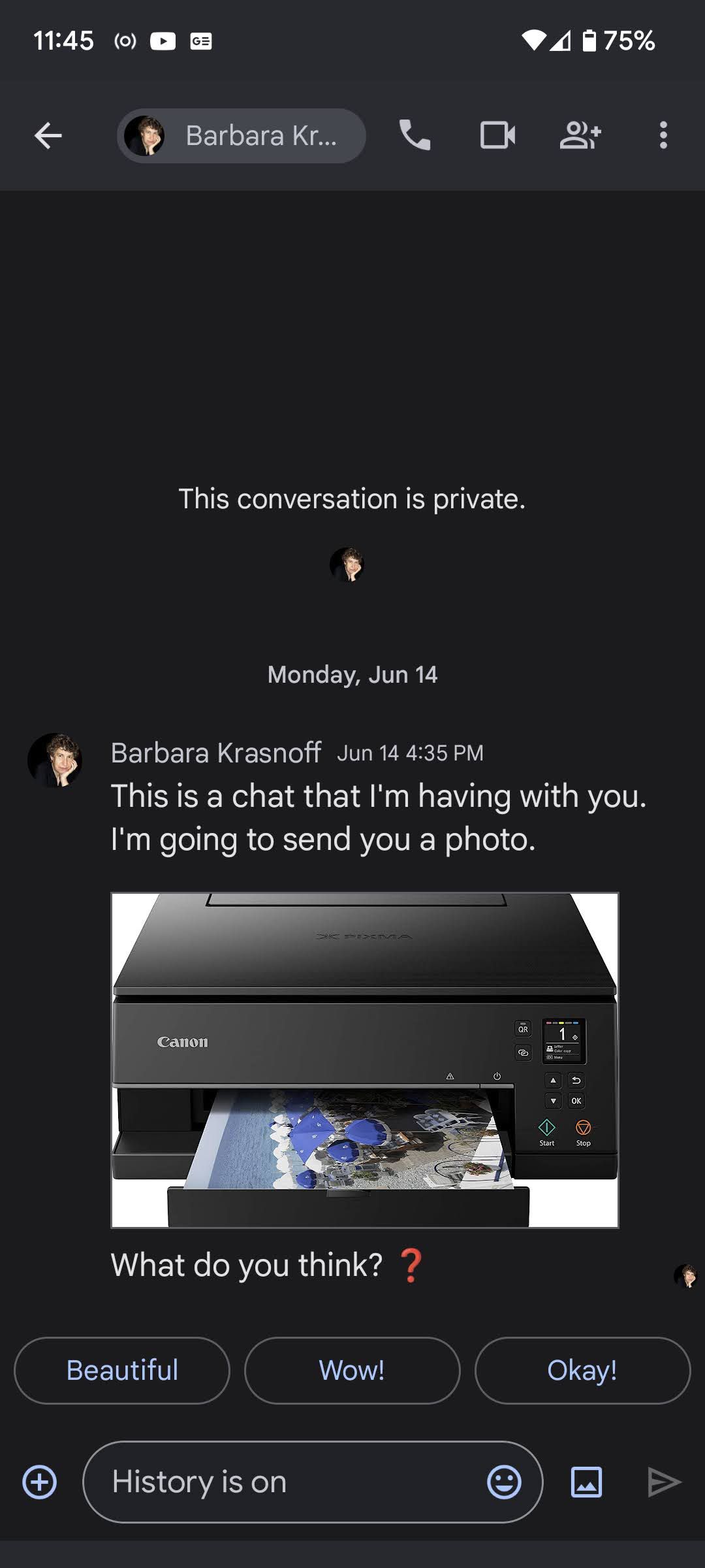 You can include photos and other media with your chats.