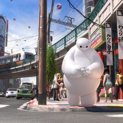 This image released by Disney shows animated character Baymax, voiced by Scott Adsit, in a scene from "Big Hero 6." 