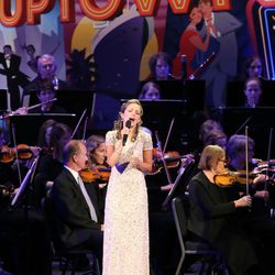 Laura Osnes sings with the Mormon Tabernacle Choir and Orchestra at Temple Square during Music for a Summer Evening at the Church of Jesus Christ of Latter Day Saints Conference Center in Salt Lake City on Friday, July 17, 2015. 