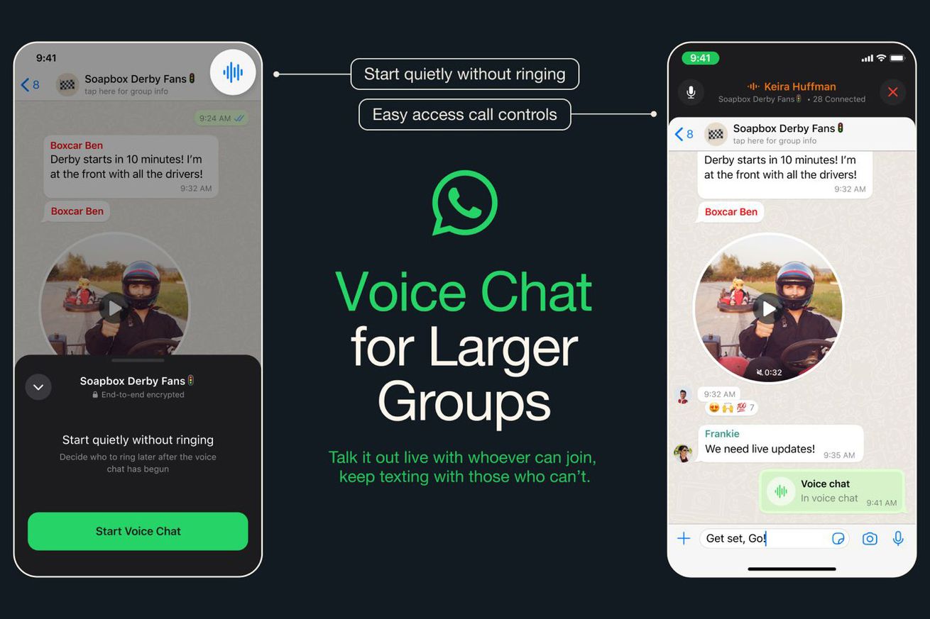 Screenshots of the new voice chat feature.