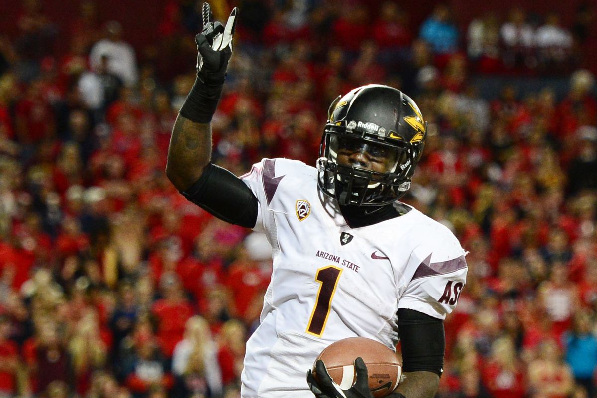Marion Grice celebrates his best performance of the season in the Territorial Cup win