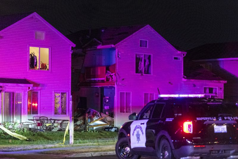A tornado ripped off the side of a house late Sunday night in Naperville. 