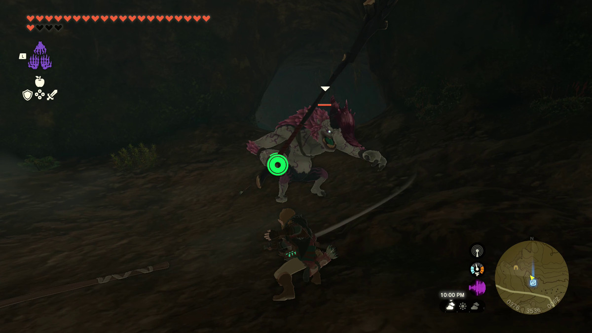 Link fights a Silver Horriblin in the Deplian Badlands Cave